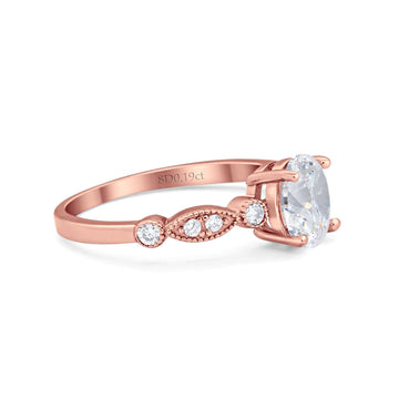 14K Rose Gold Vintage Style GIA Certified Oval 8mmx6mm D VS2 1.01ct Lab Grown CVD Diamond Engagement Wedding Ring
